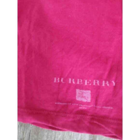 BURBERRY BRIT Dark Pink Cotton Jersey 3/4 Sleeve Plaid Cuff T-Shirt Sz S. Top - Picture 6 of 7